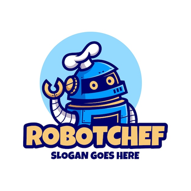 Robot food chef mascot cartoon illustrations vector