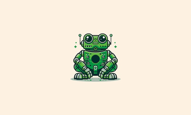 robot frog vector illustration logo design