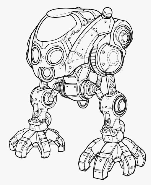 Vector robot illustration robot coloring book