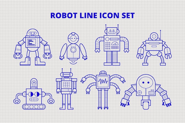 Robot line icon Set 1