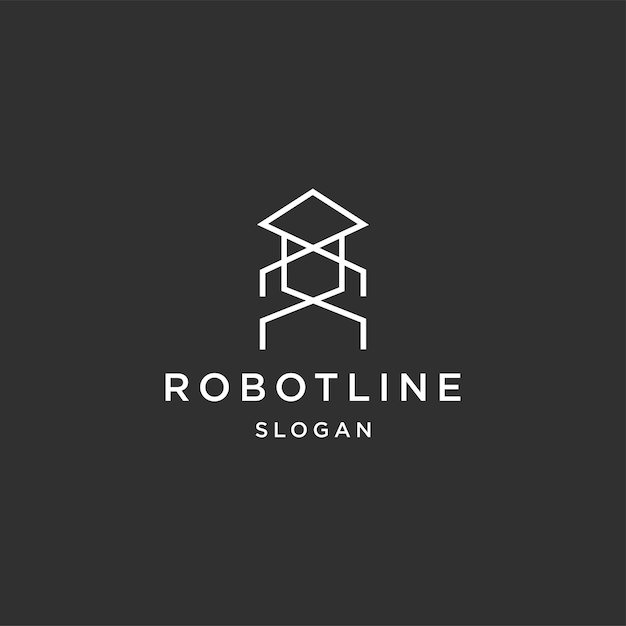 Robot line logo icon design template