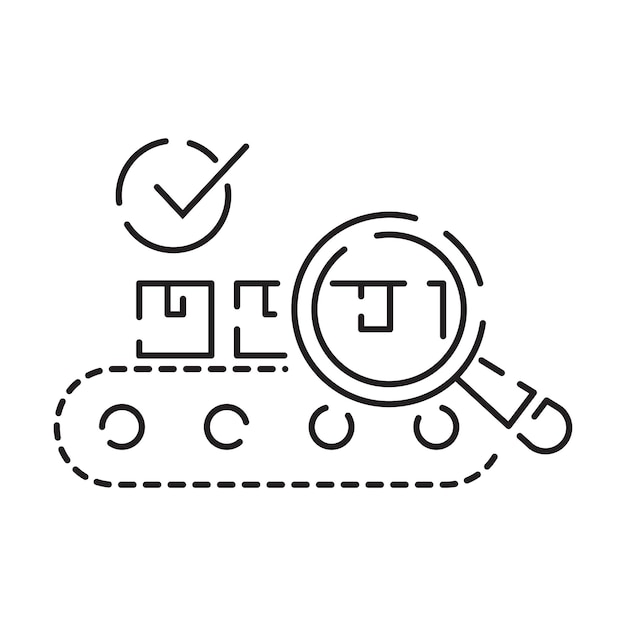 Robot or robotic icon such as arm hand production line box packaging automotive production computer control and other product manufacturing vector icon