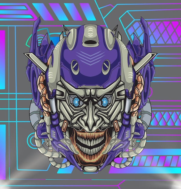 Robot skull head vector illustration