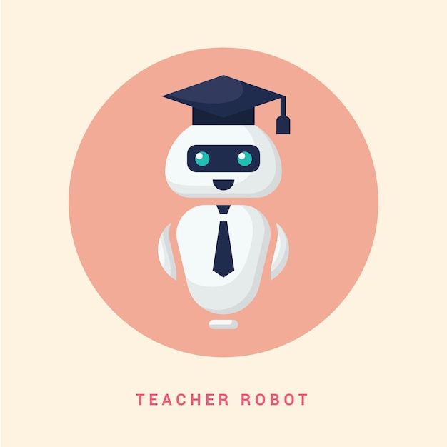 Robot teacher icon on line style android human assistant vector illustration eps