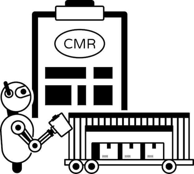 Robot with CMR document concept Road Transport mode vector design Warehouse automation Industrial