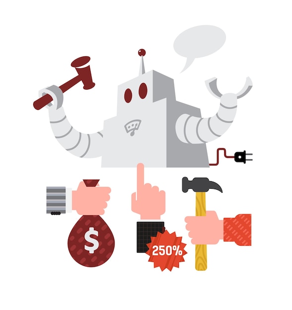 Robot with a hammer Image of automated auctions