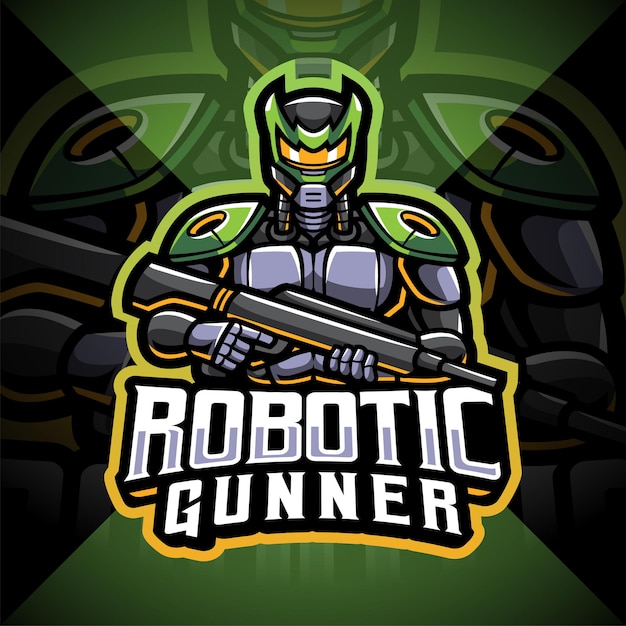 Robotic gunner esport mascot logo design