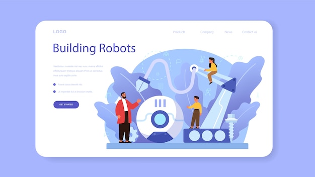 Robotics school subject web template or landing page.