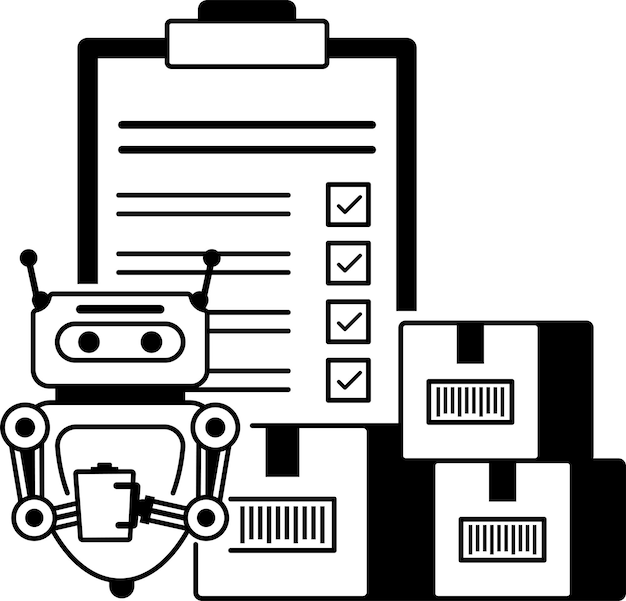 robots to make decisions based on input from their surroundings concept vector design Warehouse