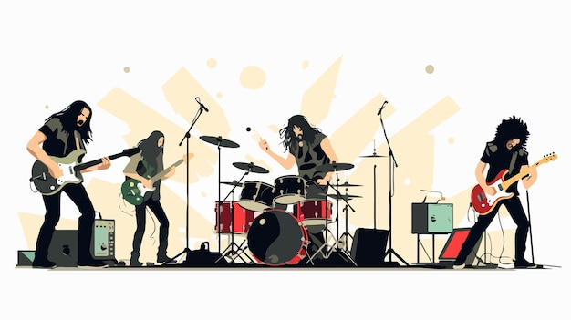 Vector rock band design flat vector isolated on white background