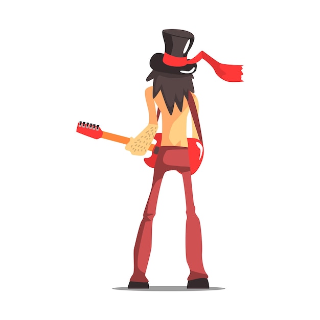 Rock Band Member Funny Character From The Back Wearing Top Hat