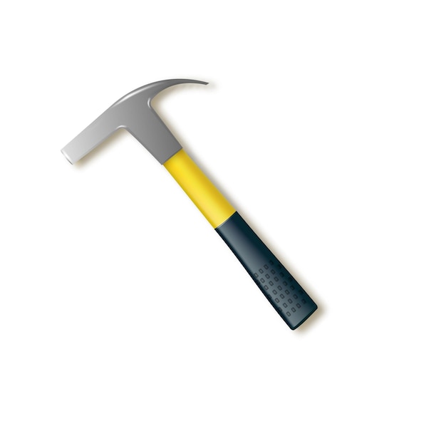 Rock climbers hammer with a yellow fiberglass handle vector