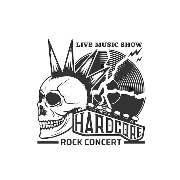 Rock concert live show icon skull and guitar