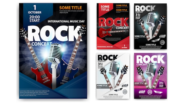 Rock concert, set of poster templates for your creativity