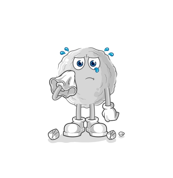 Rock cry with a tissue cartoon mascot vector