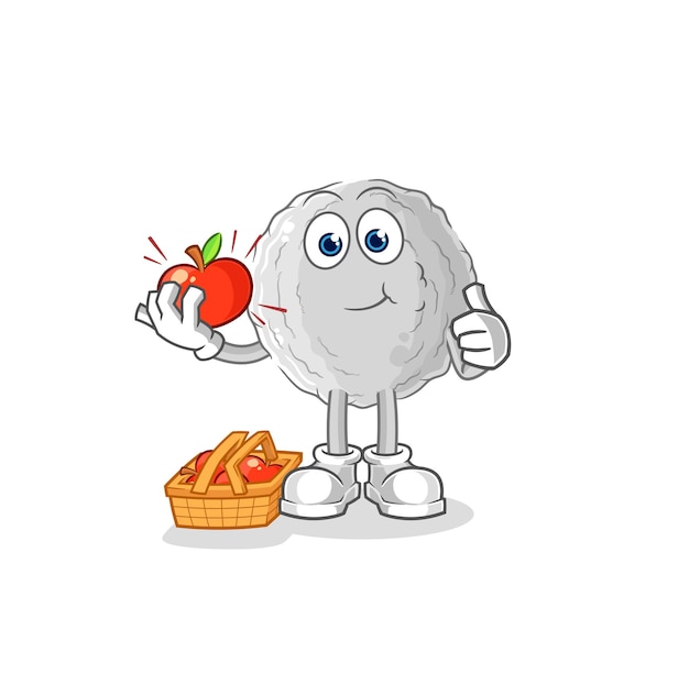 Rock eating an apple illustration character vector