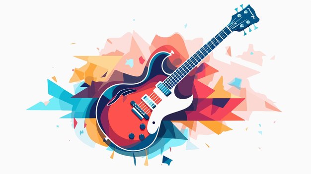 Rock Electric Guitar on Abstract Backdrop Isolated Icon