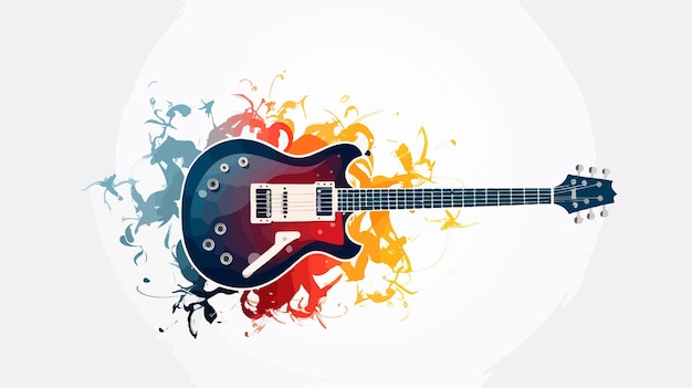 Rock Electric Guitar on Abstract Backdrop Isolated Icon