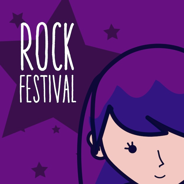 Rock festival girl cartoon concept over colorful background 