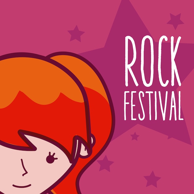 Rock festival girl cartoon concept over colorful background 