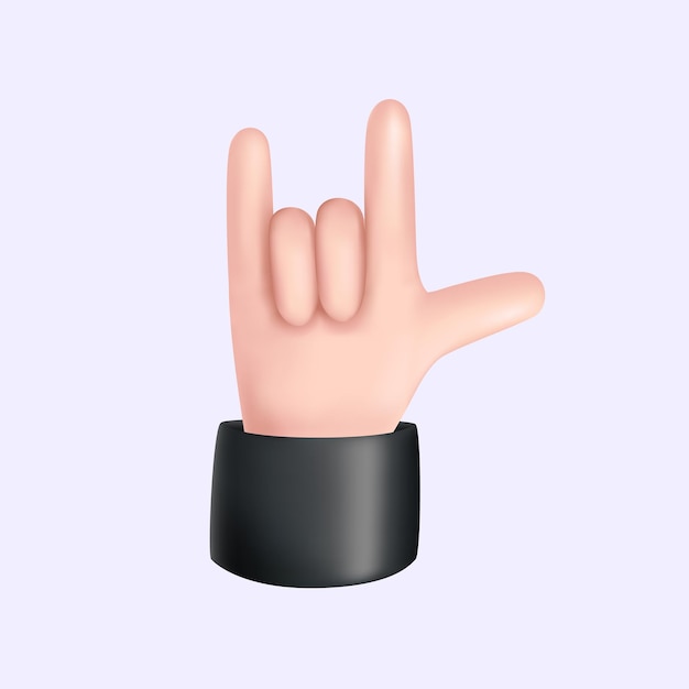 Rock Gesture 3D Isolated Hand