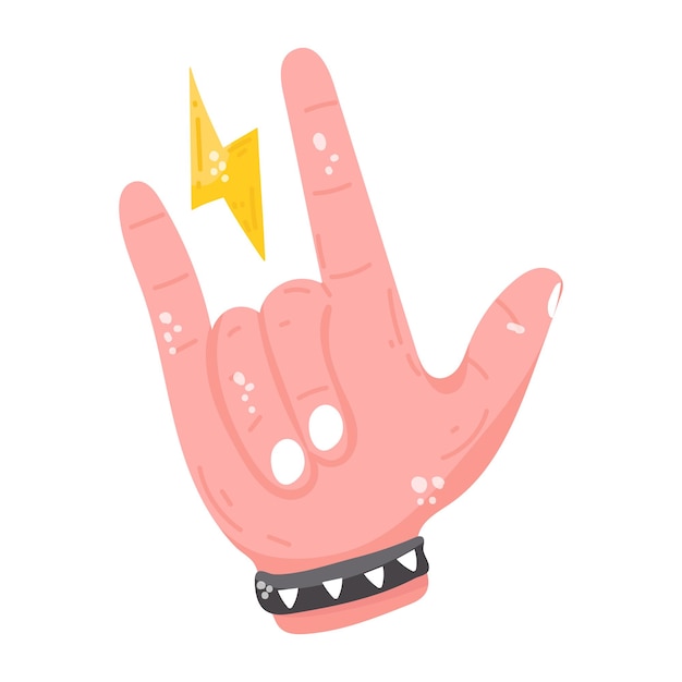 A rock hand flat sticker icon