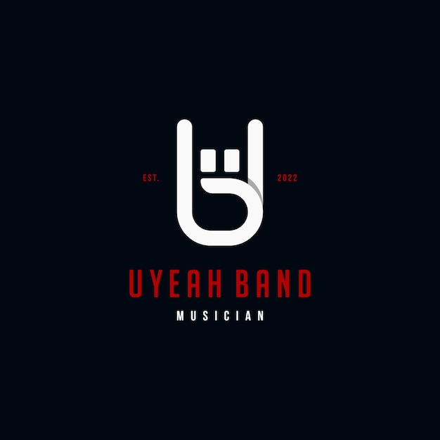 Rock Hand Rock n Roll with Initial Letter UB BU Logo Design Inspiration