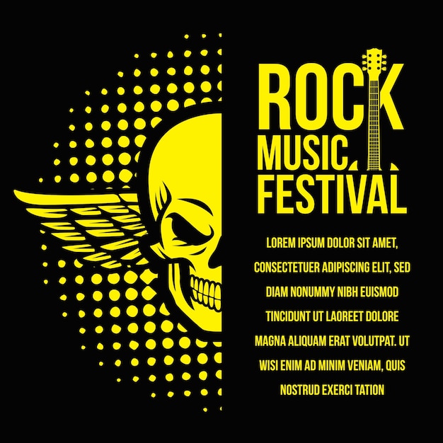 Rock music festival poster and banner design template