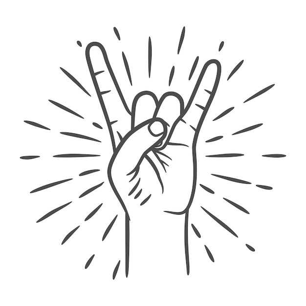 Rock n roll or Heavy metal hand gesture. Two fingers up. Rock hand gesture. Horn