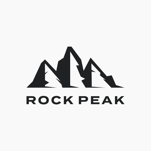 Rock Peak Geometric Mountain Logo Design