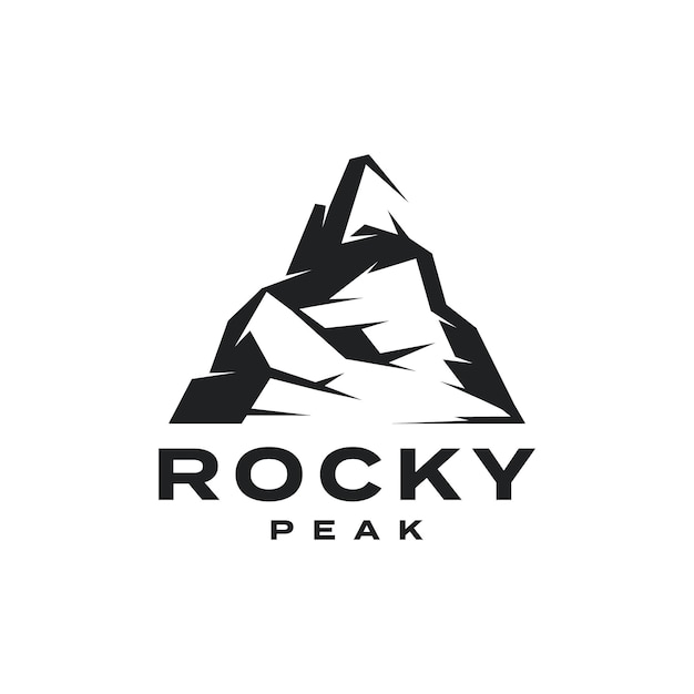 Rock Peak Geometric Mountain Logo Design