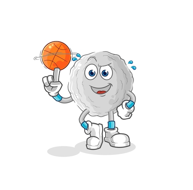 Rock playing basket ball mascot cartoon vector