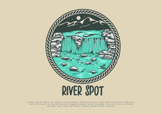 rock river illustration hand drawn artwork