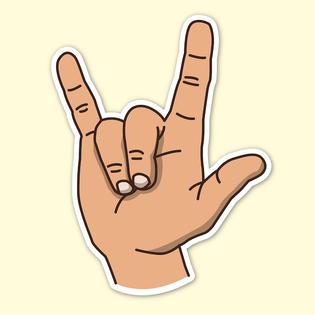 rock star hand poses, editable cartoon style sticker vector