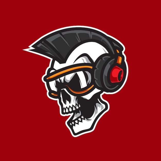 Rock Star Skull Head Mascot Logo