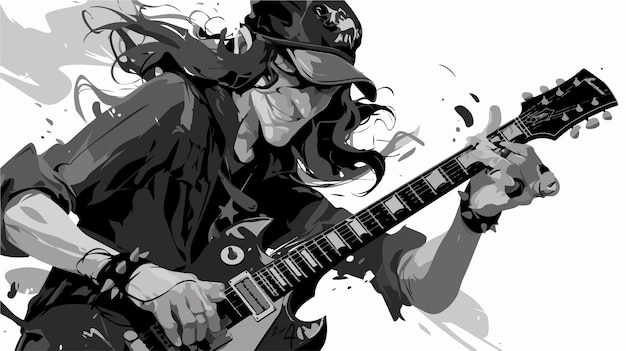 Rock Star with Guitar Musician Illustration