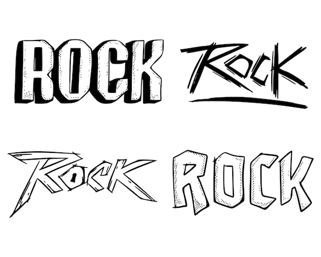 Rock typography illustration set free vector