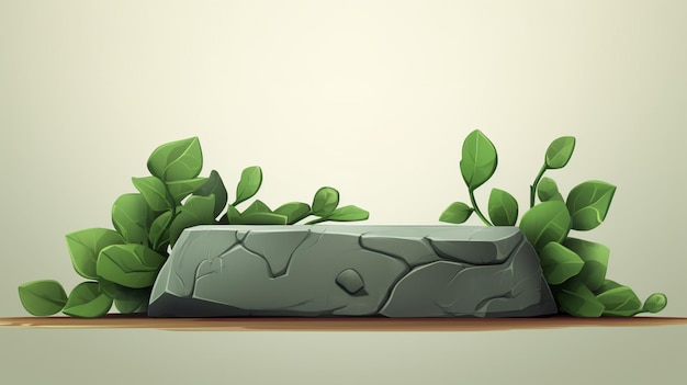 a rock with plants growing out of it