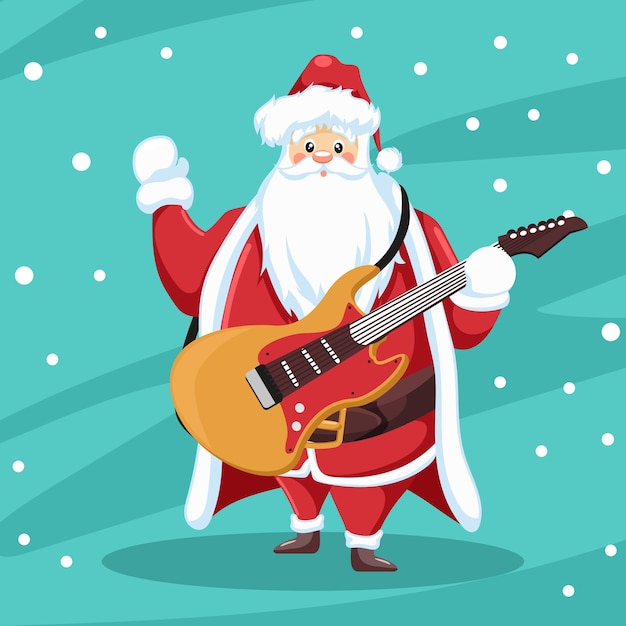 Rocker santa claus  with guitar