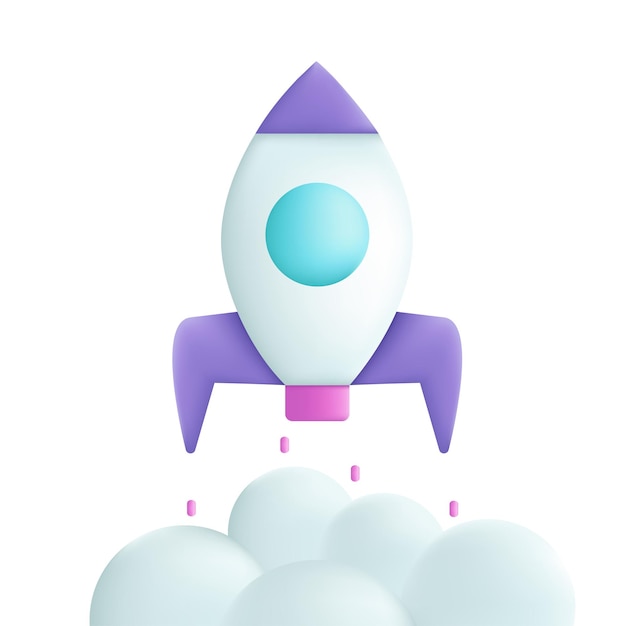 Rocket 3d cartoon style vector illustration design