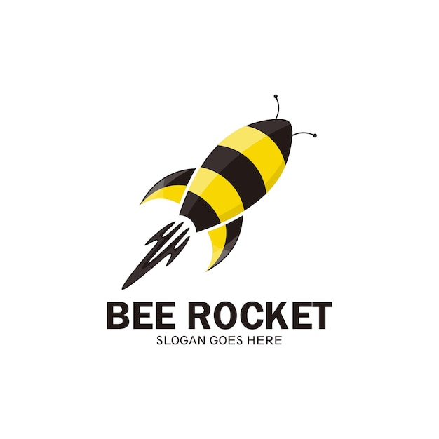 Rocket bee logo template, bee rocket plane - vector