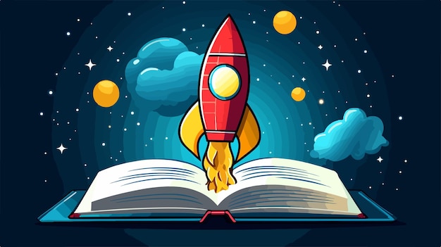 Rocket Book Illustration on White Background