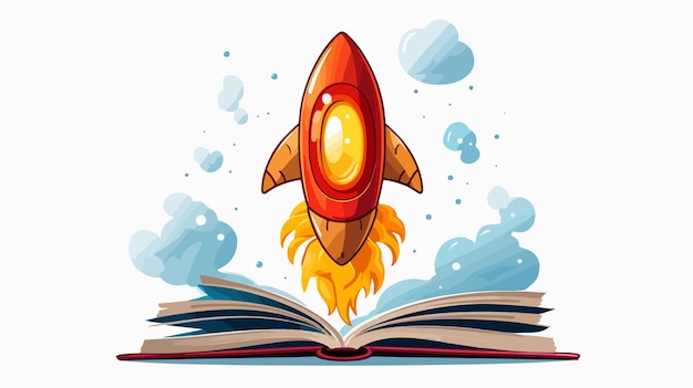 Rocket Book Illustration on White Background