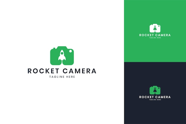 Rocket camera negative space logo design