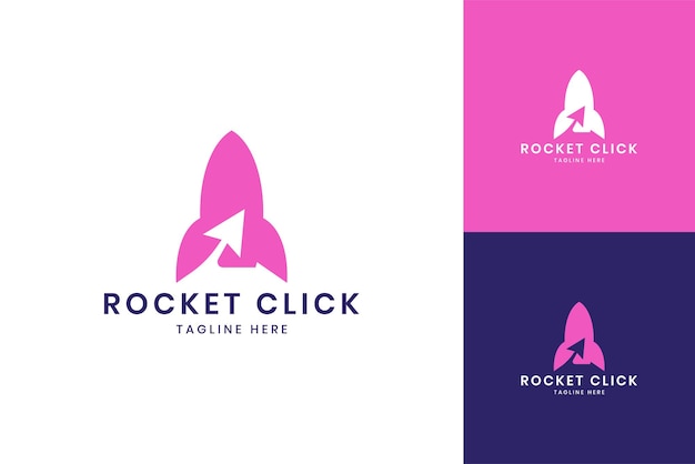 Rocket click negative space logo design