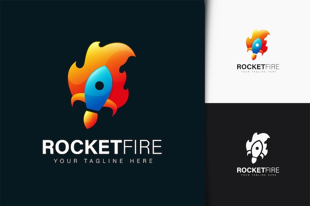 Rocket fire logo design with gradient