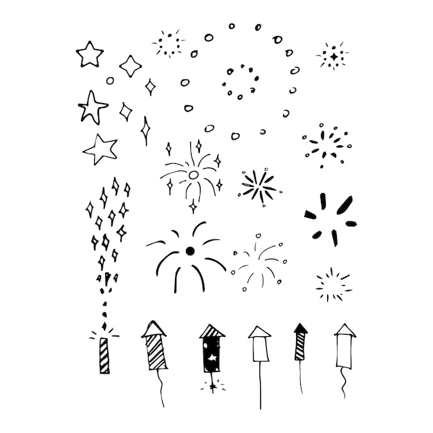 Rocket firework doodle Vector illustration