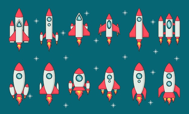 Rocket flat design collection