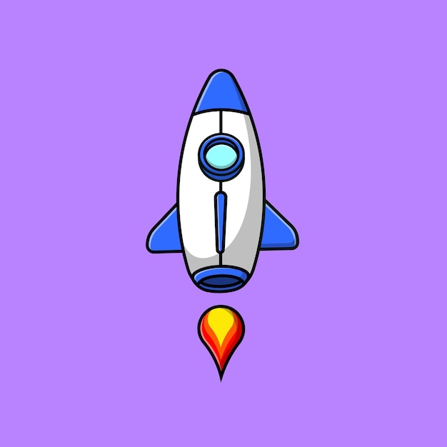 Rocket Flying Cartoon Vector Icons Illustration