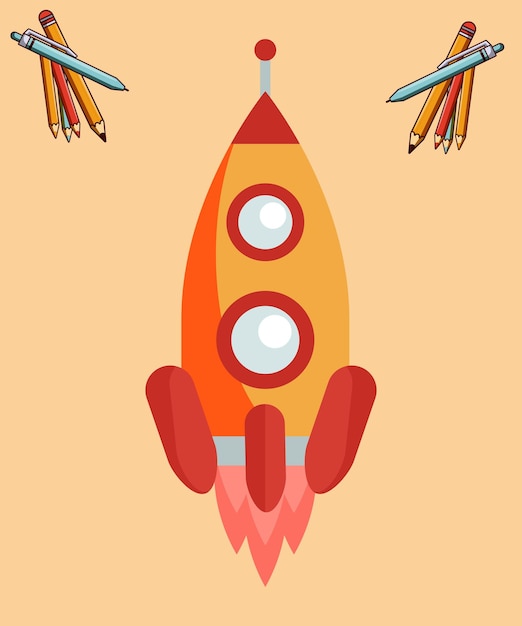 Rocket Flying In Space Cartoon Vector Icon Illustration